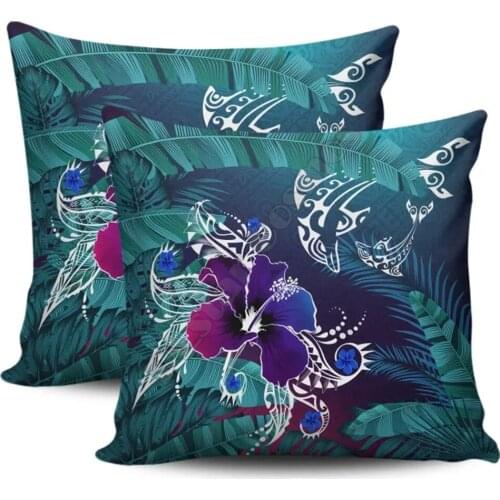 Hawail Dolphin Flowers And Palms Retro Pillow Covers Pillowcases Throw Pillow Cover Home Decoration Double-sided Printing