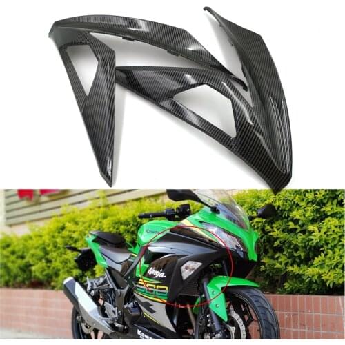 Motorcycle Carbon Fiber Look Side Fairing Panel Cowl Turn Singal Light Cover For Kawasaki Ninja 300 2013 2014 2015 2016 2017
