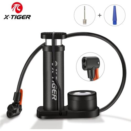 X-TIGER Bicycle Foot Pump Mini Portable Schrader Presta Valve MTB Tire Air Inflator with Pressure Gauge Accessories Bike Pump