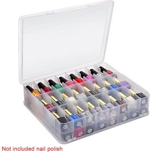 Transparent Clear Universal Nail Polish Organizer Storage Case Adjustable Space Gel Holder Divider 48 Bottles Double Side