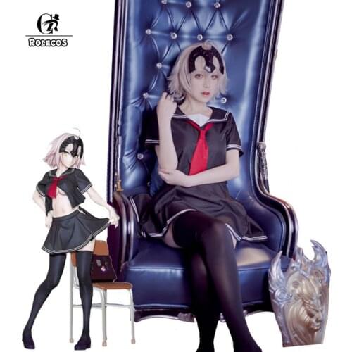 ROLECOS Anime FGO Cosplay Costume Fate Apocrypha Jeanne d'Arc Ruler Cosplay Costumes Japanese School Girl Uniform