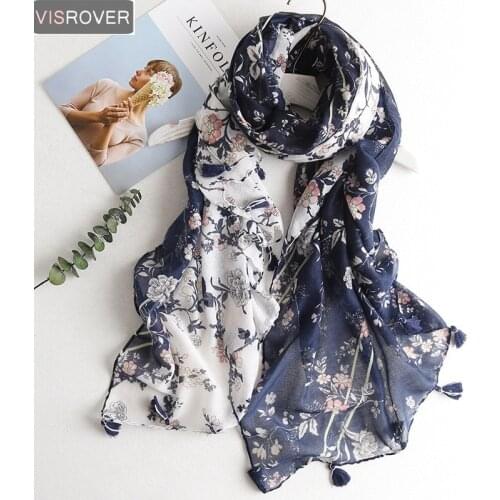 VISROVER Fashion Summer Scarf For Women Scarf For Lady Viscose Shawl Tropical Print Scarf Head Luxury Brand Beach Scarves Hijab