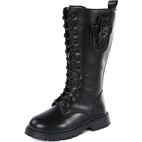 Girls' High Boots Childrens Leather Boots Spring and Autumn Martin Boots Girls Princess Boots Childrens High Boots Winter