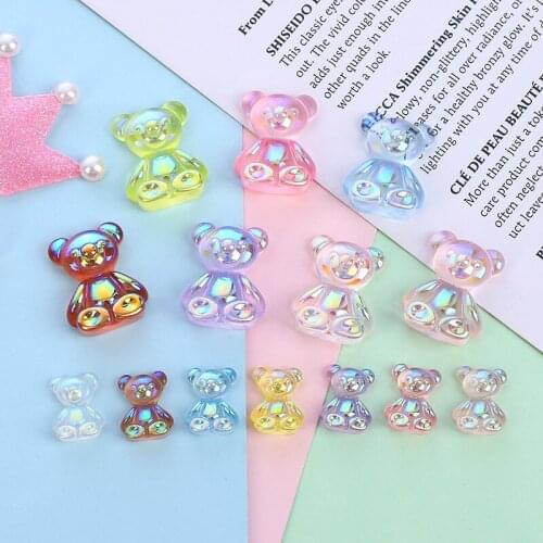 WhatIlife 10Pcs Mini Cute Shining Bear Flatback Resin Cabochons Scrapbooking Appliques DIY Ornament Crafts Handmade Accessories