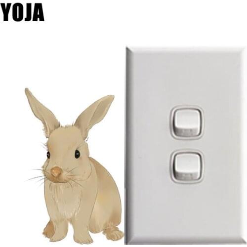 YOJA Easter Gray Rabbit Decor Wall Switch Sticker Personalized Bedroom Living Room Decals 8SS0981
