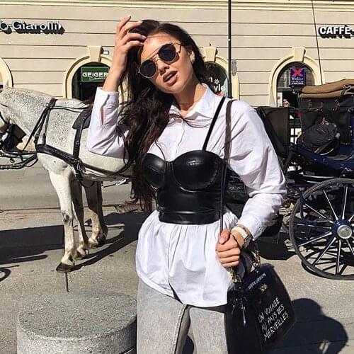 Women PU Leather Camisole Sleeveless Low-Cut Backless Slim Skinny Party Club Wild Ladies Suspenders Strap Casual Camis Top