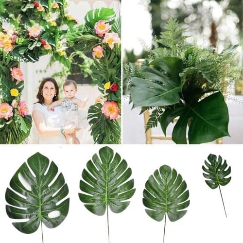 10/12pcs Artificial Tropical Palm Leaves Simulation Leaf Monstera Leaves For Hawaiian Luau Party Jungle Beach Theme Party Decor