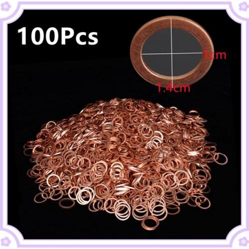 100pcs M10 10mm Motorcycle Braided Clutch Brake Hose Banjo Seal Copper Crush Washer Boat Red Brass Copper Crush Sealing Washer