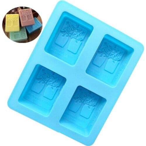 4 Cavity Happiness tree Handmade Silicone Soap Mold Cake Mold Aromatherapy Plaster Essential Oil Soap