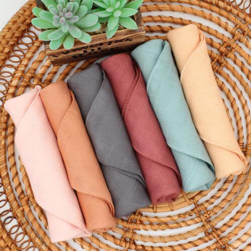 4Pcs Set Muslin Bamboo Small Face Towel Cotton Gauze Double Layer Solid Color Baby Bibs Saliva Towel Wipe Handkerchief 28*28cm