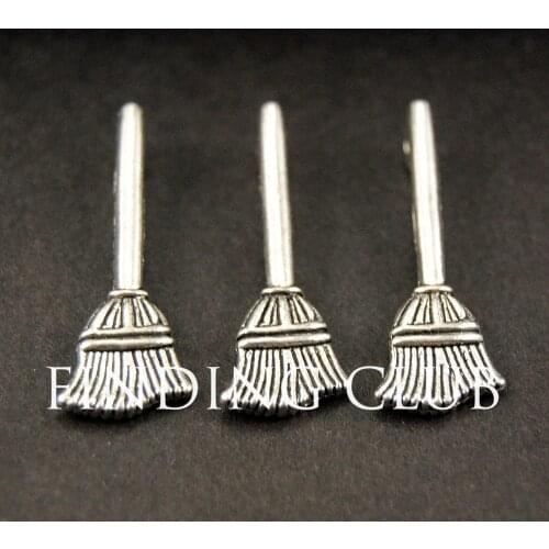 50 pcs Silver Color Charm Pendants Besom/Broom Charm DIY Metal Jewelry Making 23x10mm A768