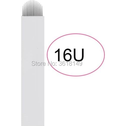 500 pcs U 16 Tattoo Needles MICROBLADING Blades Permanent Makeup EYEBROW Manual Pen Machine Pin 3D Embroidery Needle Microblade