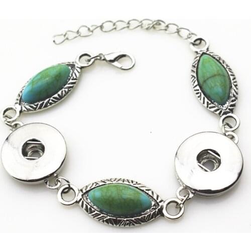 6pcs/lot Turquoise Natural Stone Snap Button Bracelet fit 18mm Ginger Snap Jewelry DIY Bracelet&Bangles Charms