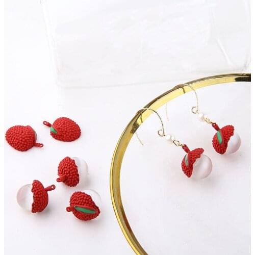 6pcs New Fashion 2020 Earrings Women Girls Sweet Summer Life Fun Lychee Pendant Fruit Earrings Diy Earring Accessories Material
