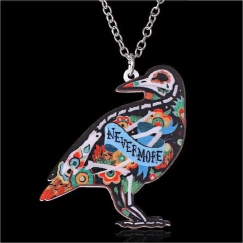 Acrylic coloured drawing Bird necklace-Drop shipping