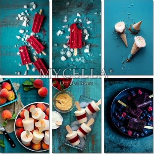 5D DIY Diamond Painting Cross Stitch Summer Food Diamond Embroidery Ice Cream Full Round Diamond Mosaic Home Decor Gifts