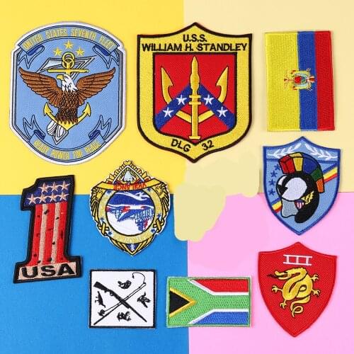 American Eagle Embroidery Number 1 National flag Patches For On Backpack Stickers On Iron Cloth On Clothes Skeleton Applique