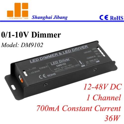 Free Shipping LED Dimmable driver, 0-10V signal control, Constant current 700ma, 1channel/12V-48V/36W pn:DM9102
