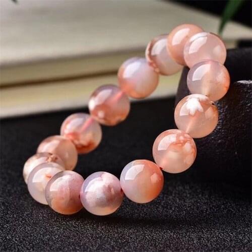 Natural Stone Cherry Blossom Agate Bracelet, Used For Jewelry Making Ornaments