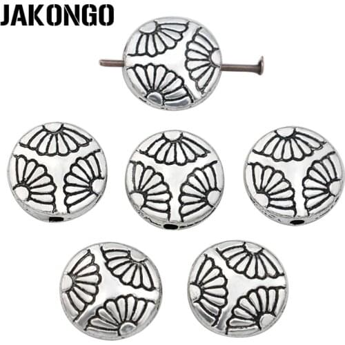 JAKONGO Round Ball Spacer Beads Antique Silver Plated Loose Beads Jewelry Making Bracelet Accessories DIY Findings 12m 10pcs/lot