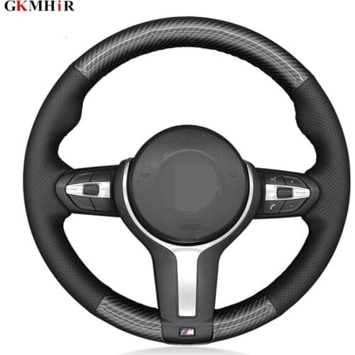 Black Carbon Fiber Steering Wheel Cover For BMW M Sport F30 F31 F34 F10 F11 F07 F12 F13 F06 X3 F25 F32 F33 F36 X1 F48 X2 F39