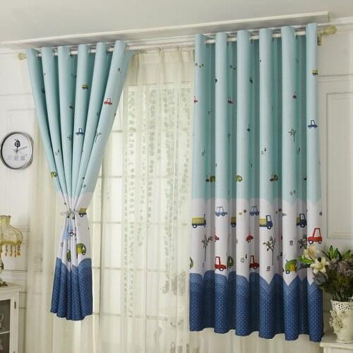 Kids Curtains Blackout Curtain for Boys Girls Bedroom Cartoon Cars Bus Printed Grommet Nursery Curtain Window Drapes 1 Panel