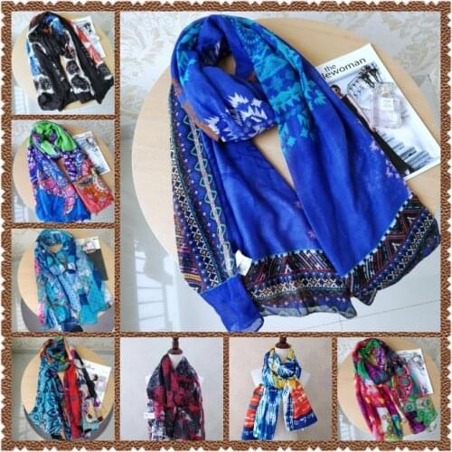 Desigual scarf women Spring and autumn spain flowers satin Color block long scarfs for ladies bandana scarf Sell like hot cakes