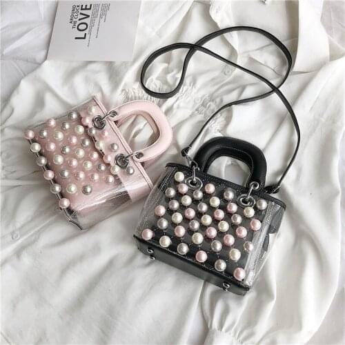 2019 Design Luxury Brand Women Transparent Bag Clear PVC Jelly Small Tote Messenger Bags Female Crossbody Shoulder Bags MQ-98