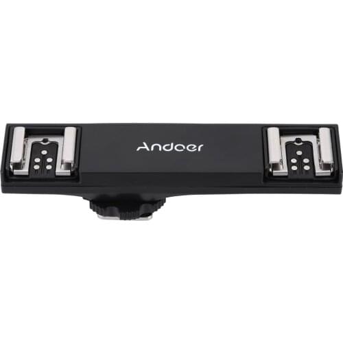 Andoer Dual Hot Shoe Flash Speedlite Light Bracket Splitter for Canon 7DII 70D 5DR 5DRS 5DIII 6D DSLR Camera Camcorder