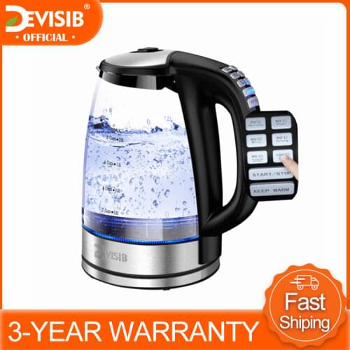 DEVISIB Variable Temperature Electric Kettle 2.0L Glass for Tea Coffee Keep Warm Function Boil-Dry Protection Kitchen Appliances