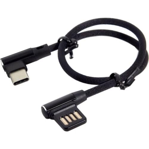 Jimier USB 2.0 Left Right Angled 90 Degree to Type-C USB-C 3.1 Data Cable With Nylon Sleeve Braid for Tablet & Phone 15cm