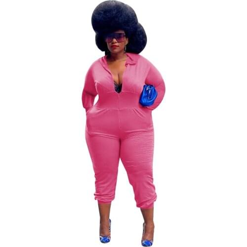 Pocket Zipper Hoodie Jumpsuit Plus Size Long Sleeve Jump Suit Skinny Slim Black Suit Caual Street Wear Fall New Fashion 2021