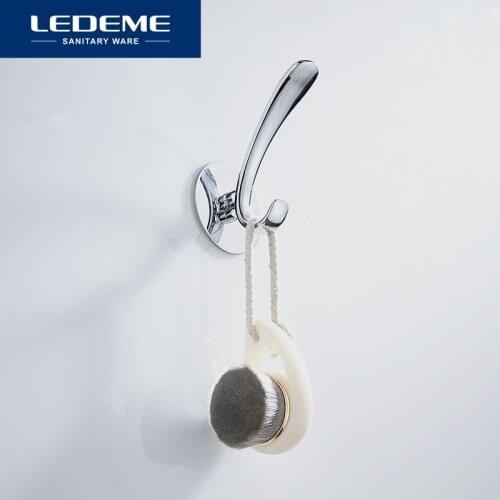 LEDEME Robe Hooks Bathroom Accessories Robe Hook Solid Brushed Chrome Viscose Towel Coat Metal Wall Hooks Hat Hanger L202-4