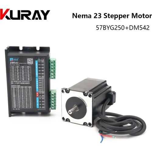 Kuray 2 Phase Nema23 Stepper Motor 57BYG 4 Wire 76mm Torque 1.8NM With DM542 Digital Driver 18-48 VDC Max 4.2A For CNC Machine