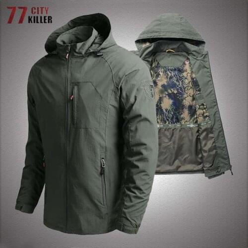 Military Waterproof Hooded Jacket Men Spring Autumn Outdoor Breathable Tactical Windbreaker Coats Pilot Windproof Bomber Clothes
