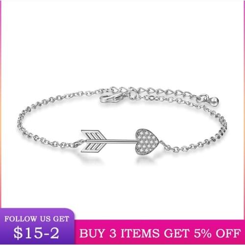 LByzHan Love Arrow Clear Zircon Bracelet 100% Real 925 Sterling Silver 2 Color Bracelet Jewelry For Women Jewelry Gift CMB109