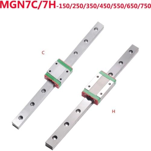 1PC MGN7 Linear Rail Guide Width 7mm Length 150 250 350 450 550 650 750 mm with 1PC Block Carriage MGN7C or MGN7H