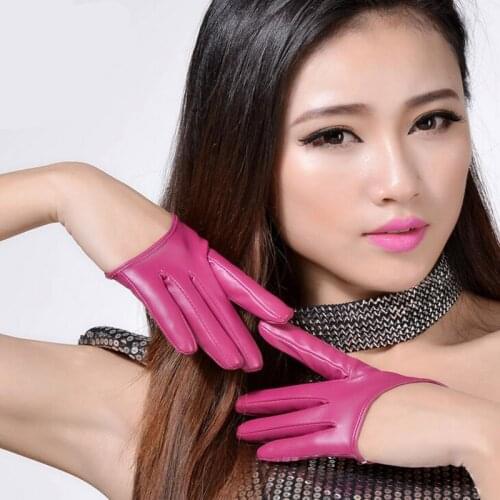 Mens womens fashion nightclub show half palm PU leather gloves couple models multi-color punk gloves L63