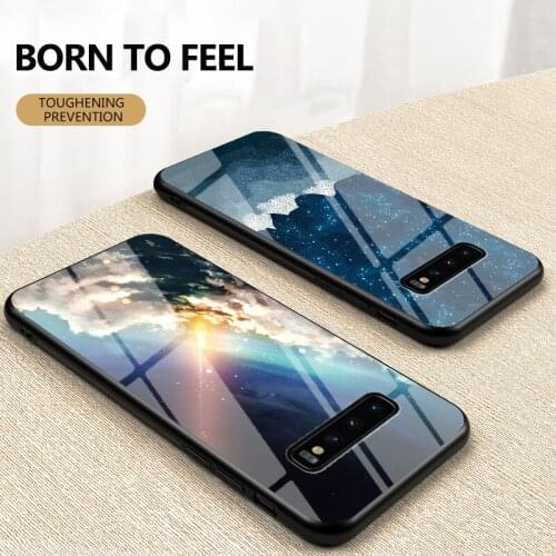 New scratch-resistant glass case for samsung s7 s8 s9 s10 s20 painted starry sky tempered glass back cover for galaxy s9 s10lite