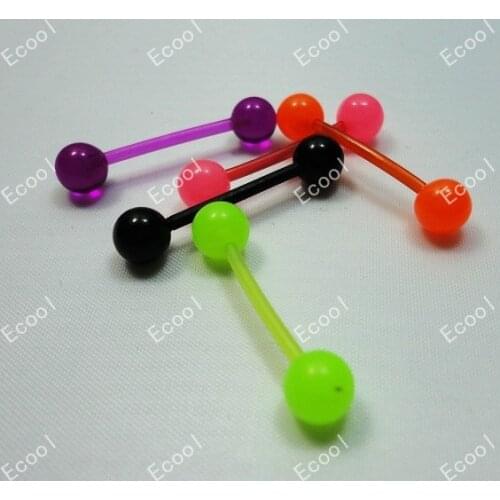 Wholesale jewelry lots 50pcs Colored plastic Tongue Studs body piercing free shipping Tonggue rings LR231