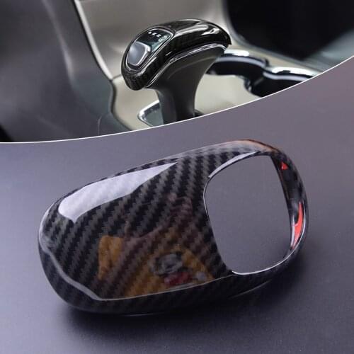 Beler Carbon Fiber Black Style Gear Shift Knob Cover Trim ABS Fit For Jeep Grand Cherokee 2014 2015