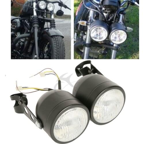 Front Headlight lamp W/ Bracket For Harley Dual Sport Motorcycle black/chrome
