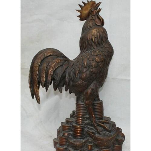 Song voge gem S2011 22" China Bronze Wealth Folk Fengshui Zodiac Year Rooster Cock Statue sculpture