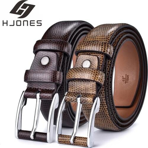 HJones Leather Belt cow cowhide leather luxury strap male belts for men For Classic Men Cowhide Belt WSPS002