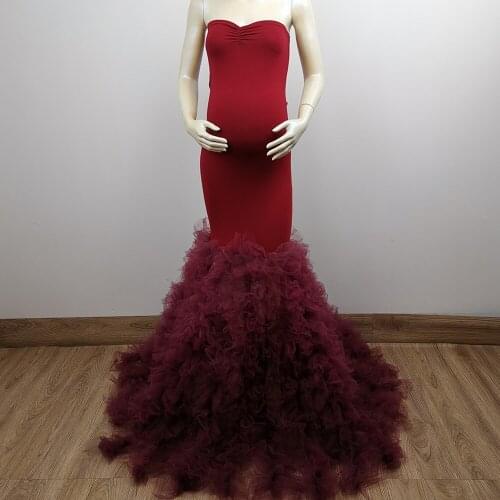 DON&JUDY Luxury Bridal Tulle Robes Off Shoulder Dress for Photoshoot Custom Made Women Puffy Mermaid Tulle Maternity Dressing