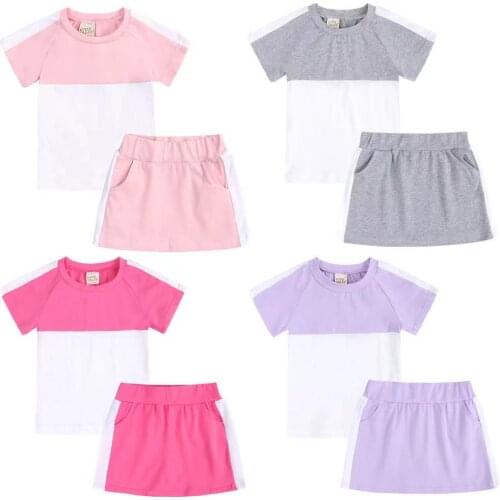 2021 Kids Tales Summer Baby Boys Girls Contrast Colour Shorts Set Cotton Children Newborn Infant Toddler Teens 2pcs Shirt+Pants