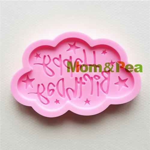 Mom&Pea MPA1703 Star Happy Birthday Shaped Silicone Mold Cake Decoration Fondant Cake 3D Mold Food Grade Soap Mold