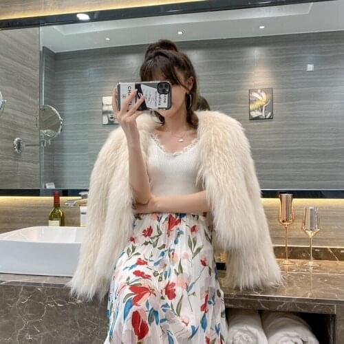 Ultra short fur coat for young womens new raccoon dog hair in 2020