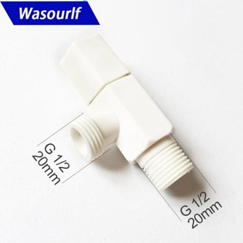 WASOURLF 1PCS plastic G1/2 male thread white filling valve bathroom hardware accessories ceramic cartridge angle valve