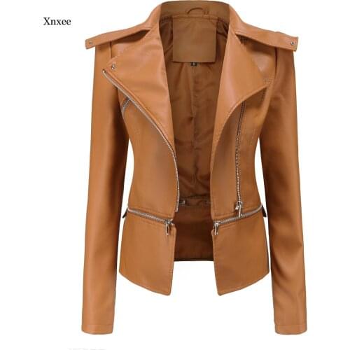 2021 Leather Jacket Women Detachable Womens Moto Biker Zipper Jacket Spring Autumn Veste Cuir Femme Slim Coat Punk Outwear